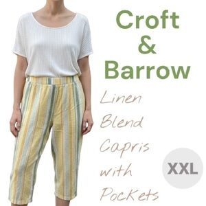 Croft & Barrow Kids Striped Capri Pants - Yellow and Green